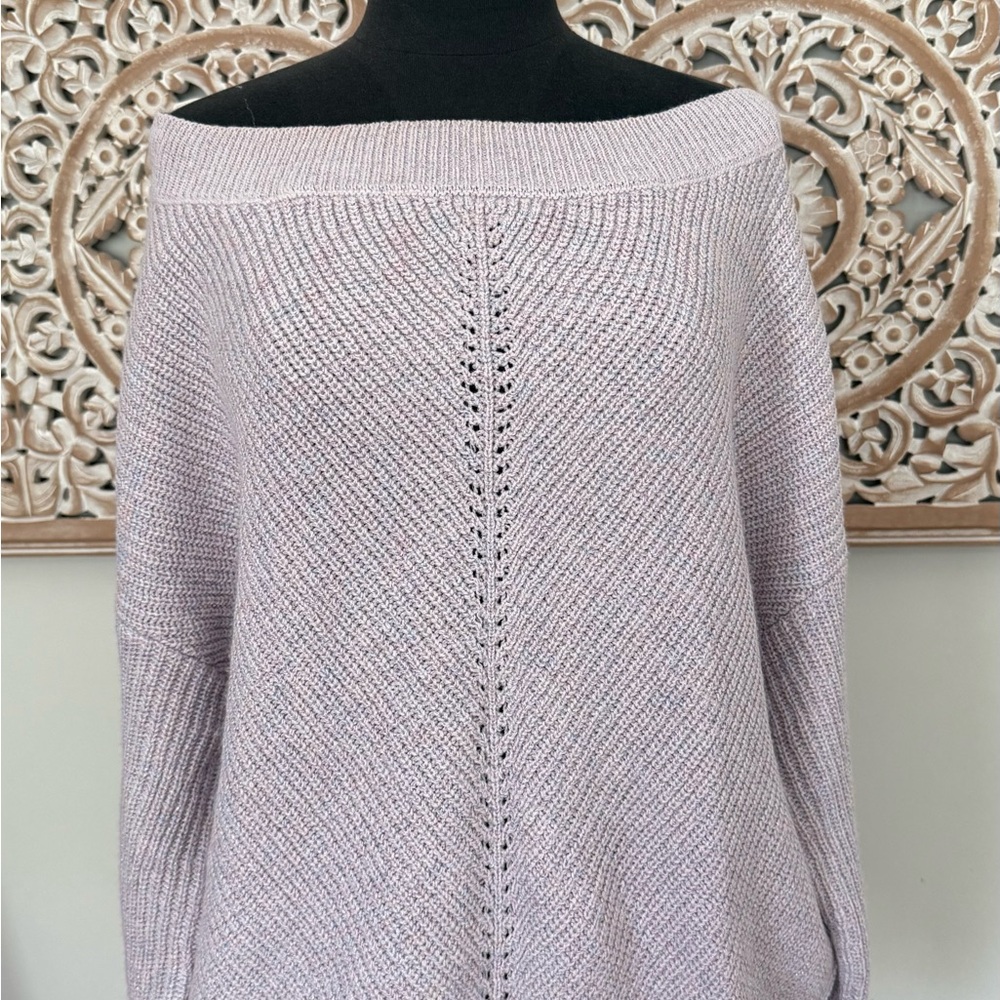 New York & Company Off-the-Shoulder Lilac Knit Sweater